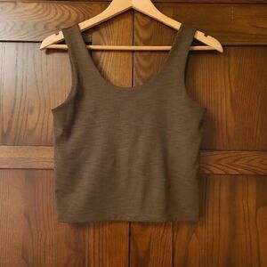 barre3 Ribbed Bra Tank Cropped Brown